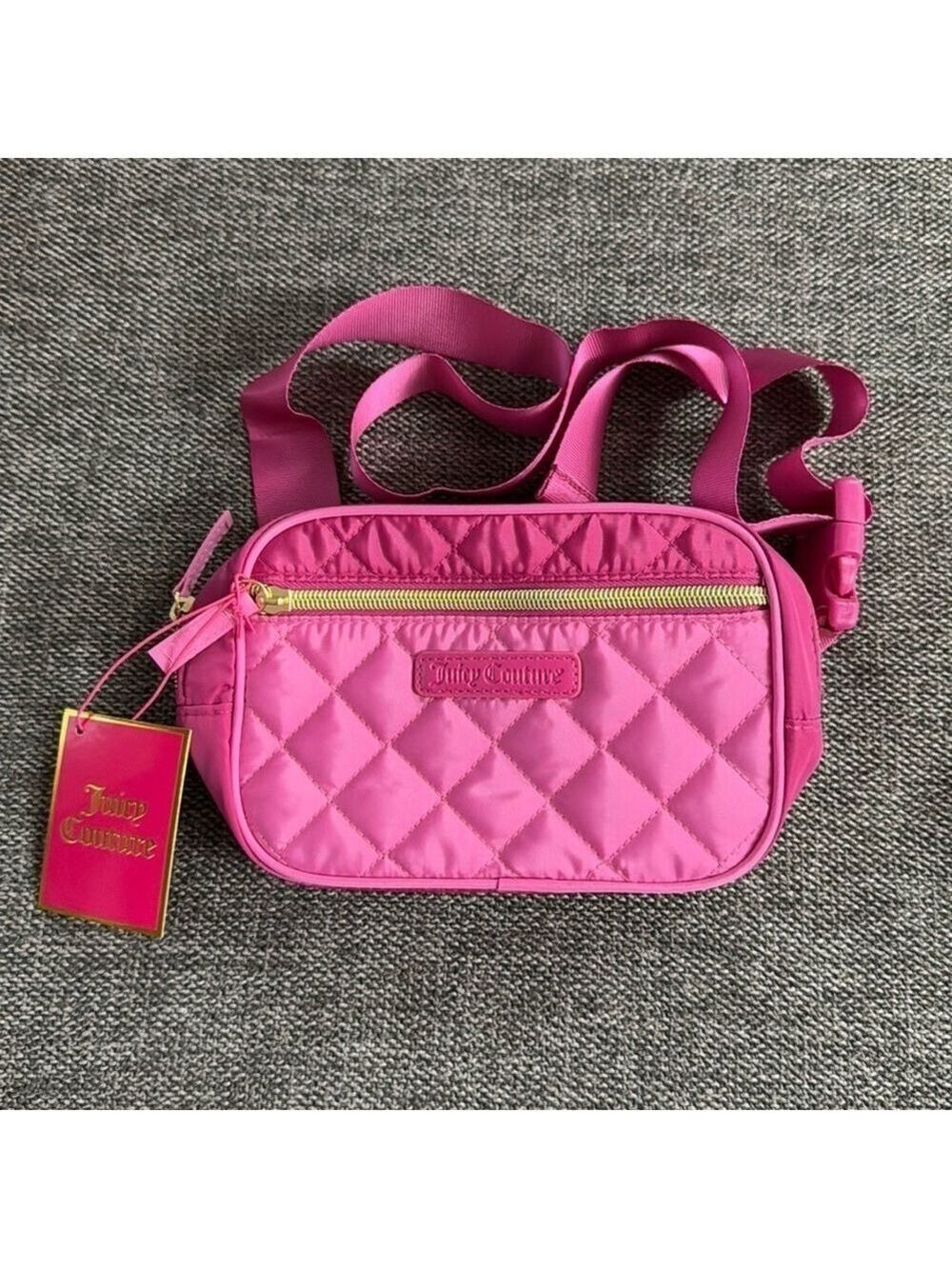 Juicy Couture Quilted Fanny Pack Belt Bag Lined Pink Purse Barbie New
